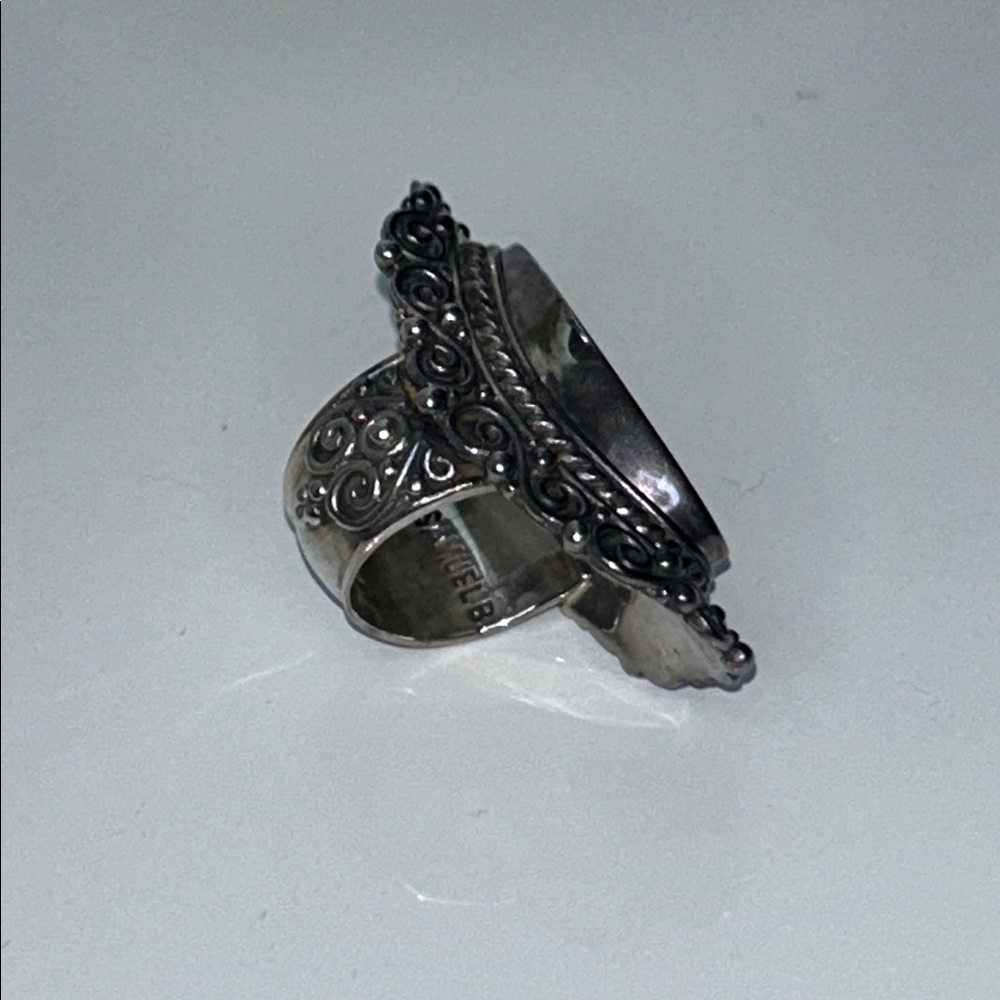 NWOT Sterling Silver Abalone Statement Ring By Designer Samuel B. Boho Casual - Picture 7 of 8